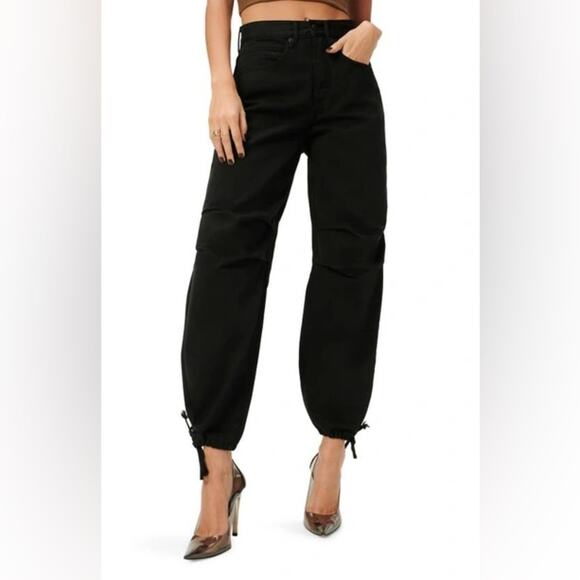 Good American black Uniform baggy Pants In Black001 NEW 6/28 - Picture 1 of 9